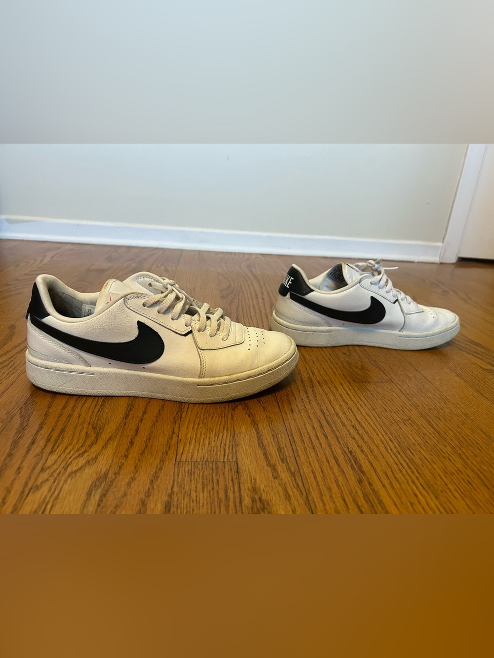 Nike White Sneakers with Black Swoosh